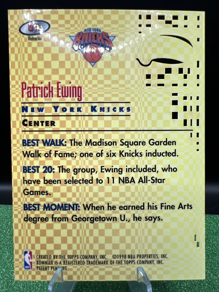 Patrick Ewing 1997-98 Bowman's Best Cuts #BC2 refractor troquelado ¡afilado! Foto 2 de 2
