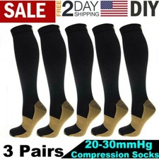 3pair Extra Wide Calf Compression Socks Women Men 20-32Mmhg Knee High plus Size