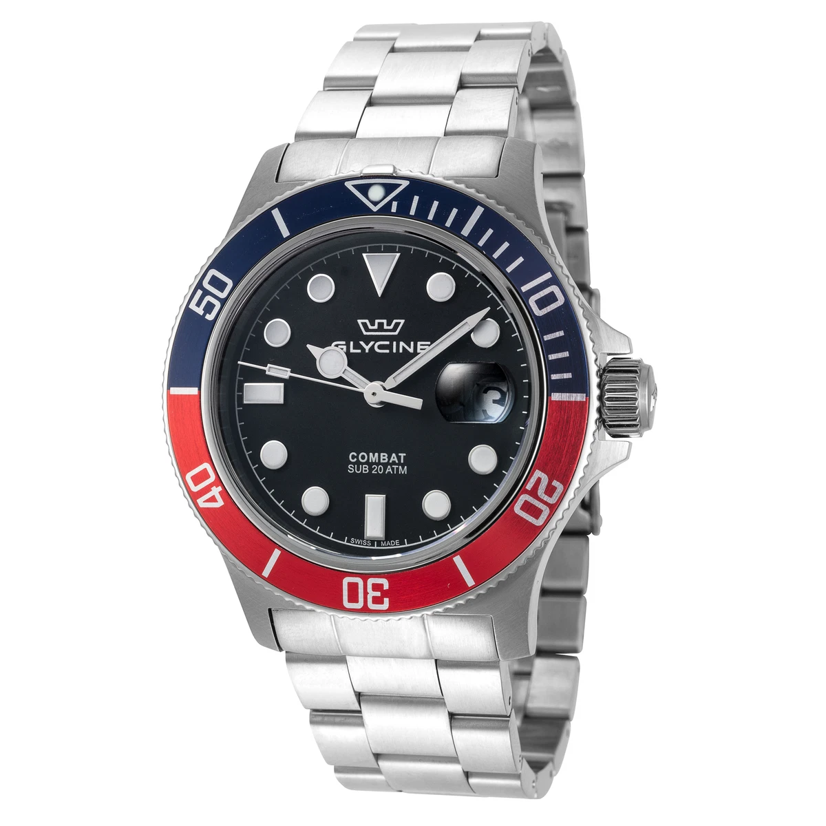 Glycine Men s GL1015 Combat Sub Quartz 42mm Black Dial Stainless