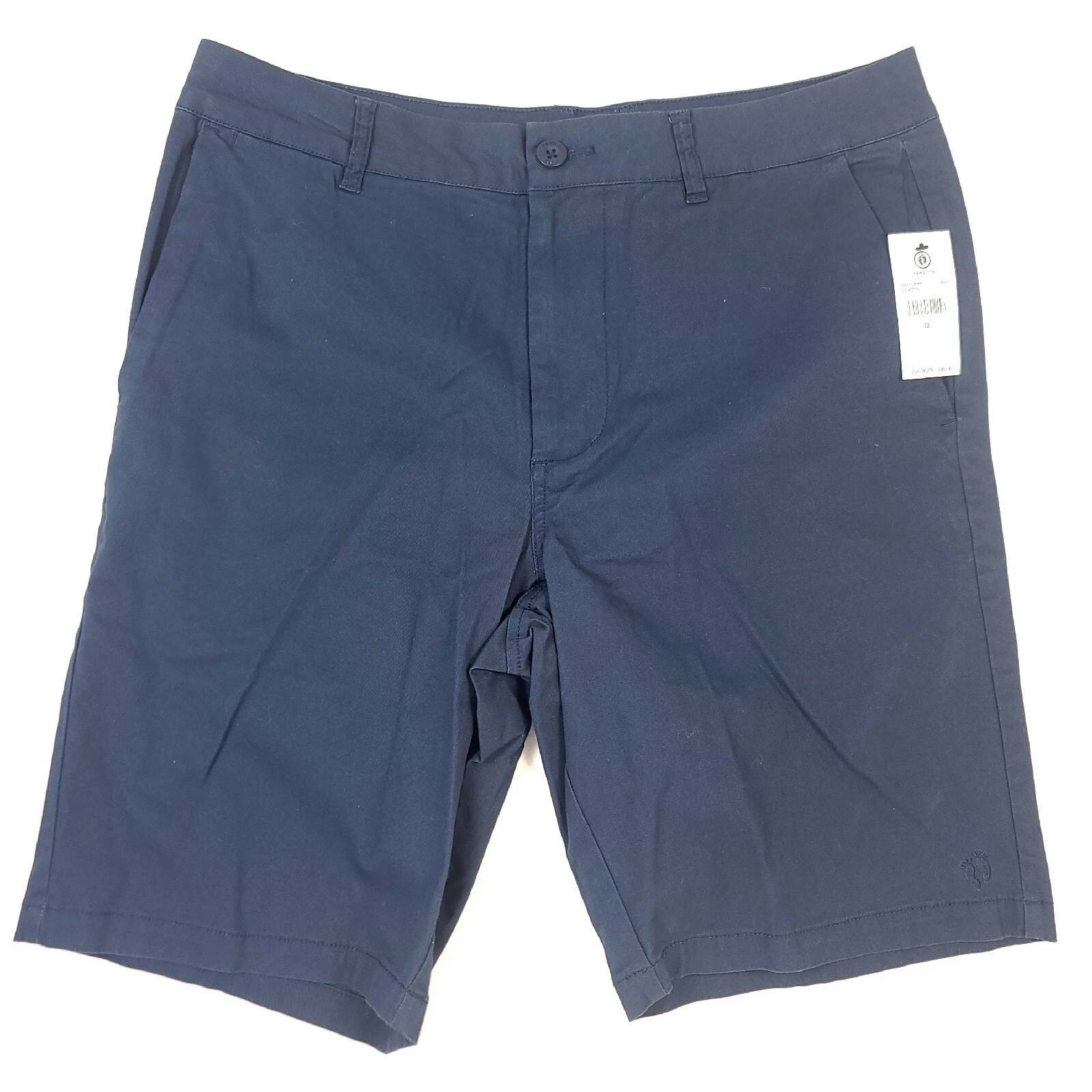 Hang Ten 10" Inseam Mens 32 Blue Casual Stretch Chino Shorts Summer Beach Shorts