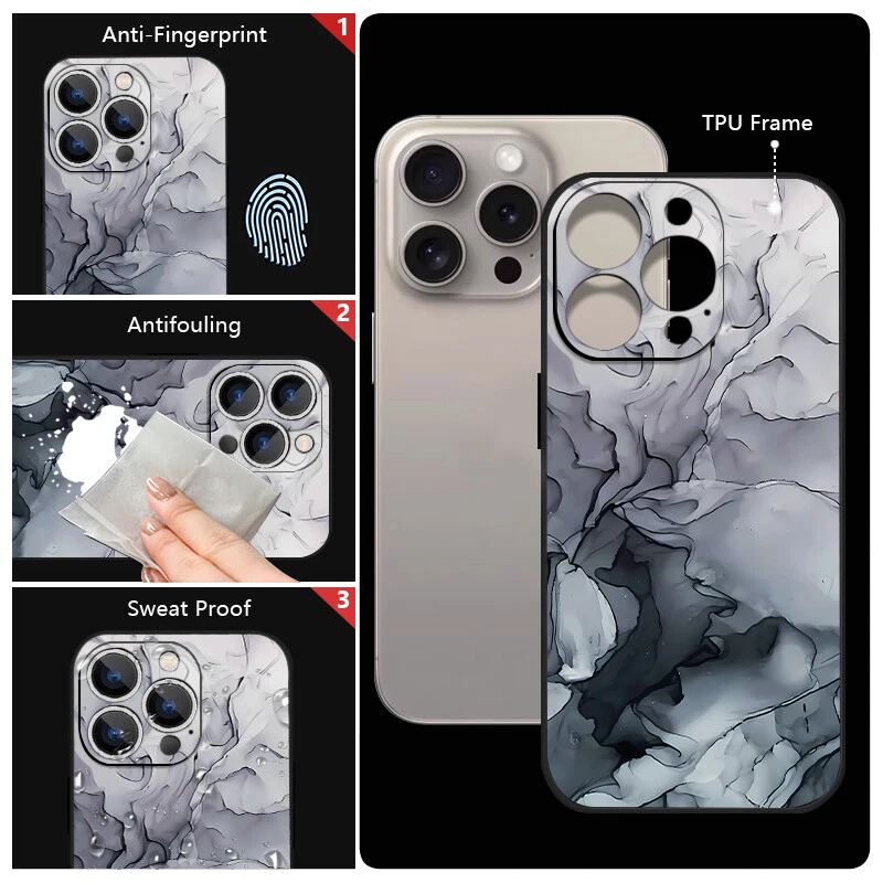 For iPhone 15 14 13 12 Pro Max 11 XR Shockproof Marble Pattern Hybrid Case Cover - Image 3 of 4
