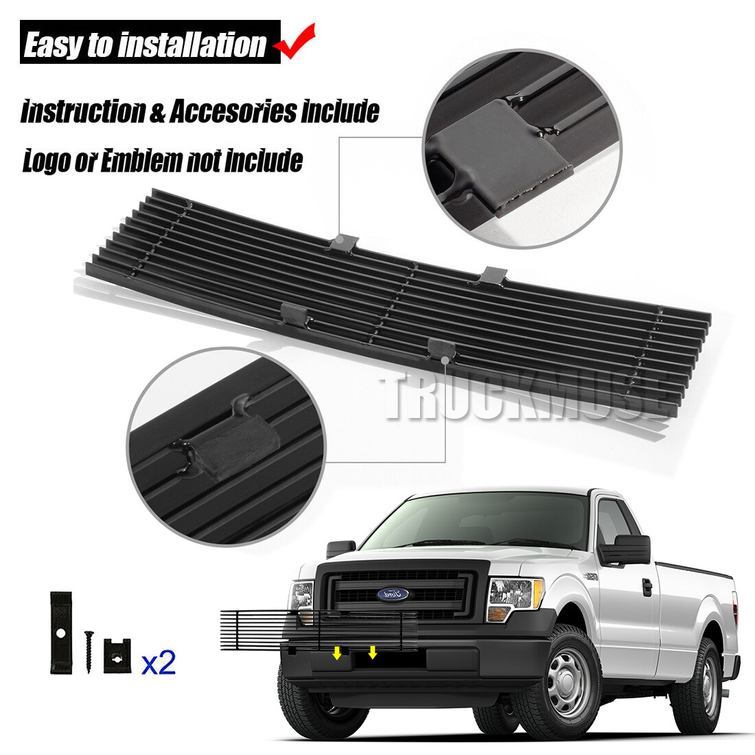 Accesspeed Chrome Lower Bumper Grille For 2013 Ford F150 - ABS Plastic OEM Style Protection Insert