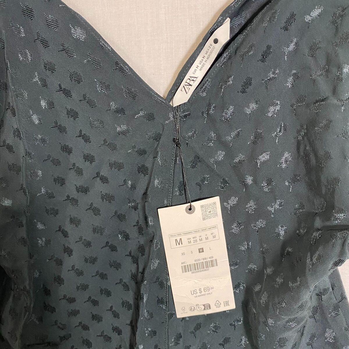 Zara JACQUARD TOP ZW COLLECTION - Sz. M - Petrol Blue | eBay Zara JACQUARD TOP ZW COLLECTION - Sz. M - Petrol Blue | eBay