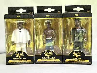 Funko Gold Premium Figures 5''- Notorious B.I.G., Tupac Shakur, Ice Cube Lot Of 3
