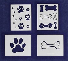 Dog Bone/Paw Print 4 Piece Stencil Set 14 Mil 8" X 10" Painting /Crafts/ Templat
