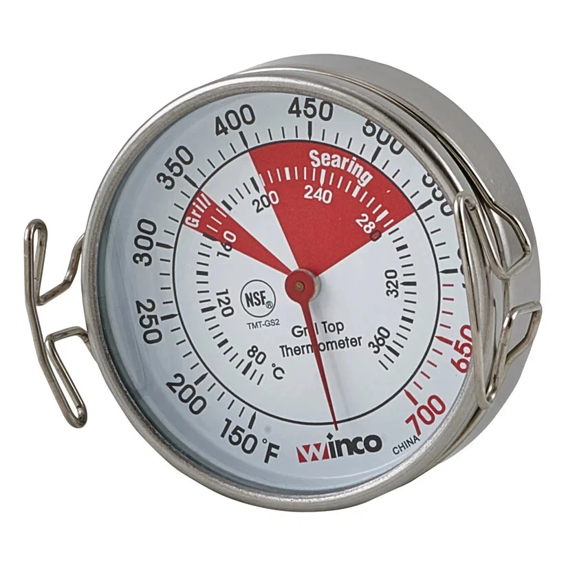 Grill Surface Thermometer Flat Surface Dual Temperature Display 2 1/4" Dial
