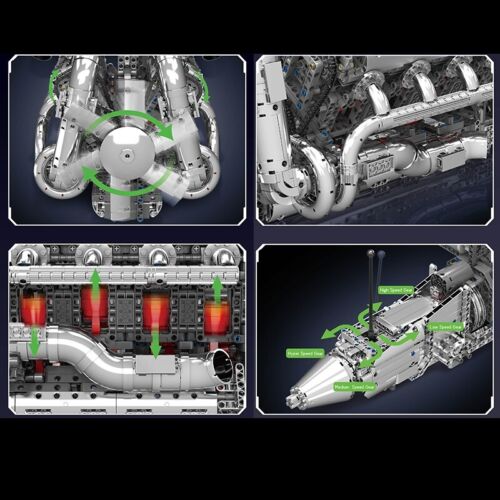 Mould King 10168 V8 Eight-Cylinder Engine Motor Technik Klemmbaustein Spielzeug - Afbeelding 8 van 9