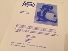 VILLIERS 1000 Watt Mini Generator Original 1970s Vintage Brochure
