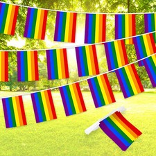 G128 LGBT Rainbow Pride Bunting Banner Flag 8.2 x 5.5 Inch, Full String 33 Feet