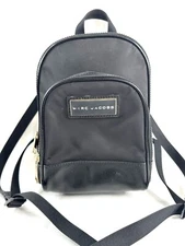 Marc Jacobs Black Nylon Mini Small Backpack Brass Logo Hardware