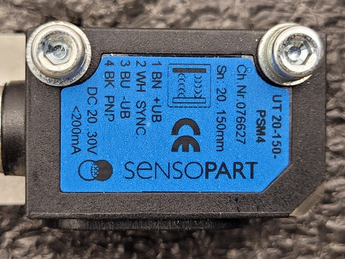 SensoPart UT-20-150-PSM4 Ultrasonic Sensor w/ Cable 20-150mm Range 20-30VDC - Picture 3 of 13
