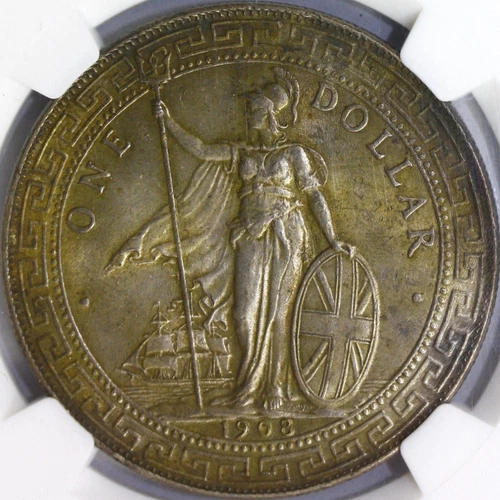 1908-B Great Britain Silver Trade Dollar NGC MS63+ NICE TONED
