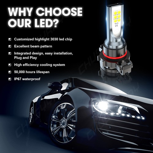 Fit Dodge Challenger 2009-2014 6000K White LED Headlights & Fog Light Bulbs Kit - Picture 12 of 13