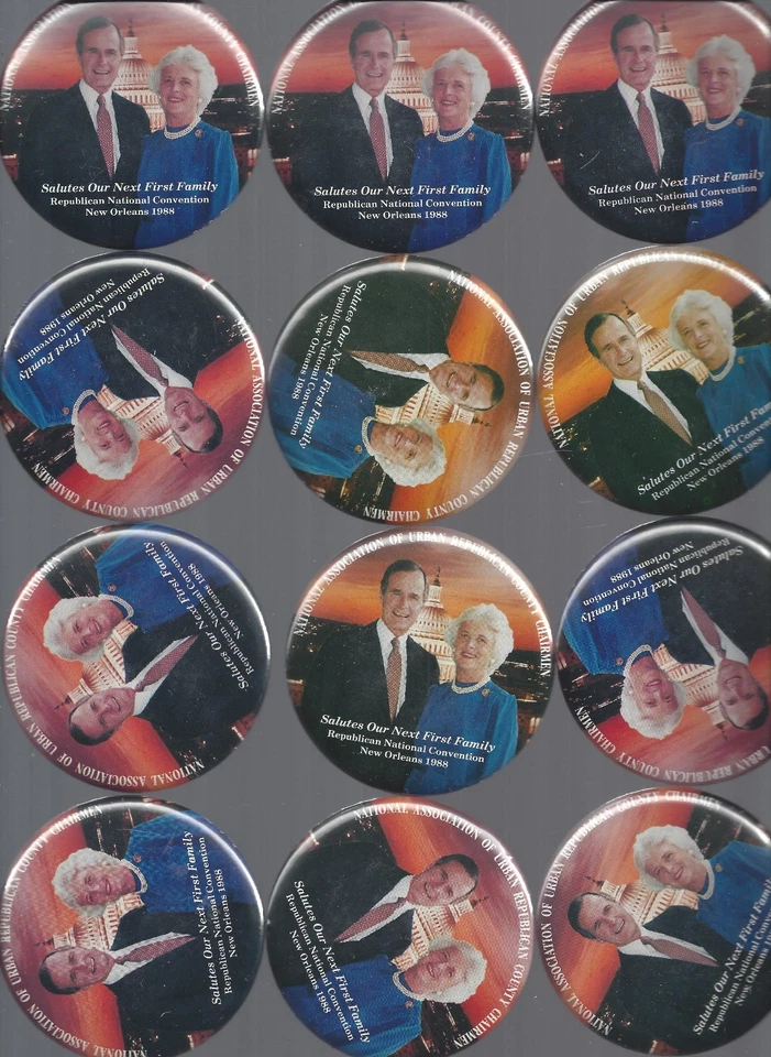 1988 G.H.W. BUSH & BARBARA BUSH JUGATE PICTURE CAMPAIGN BUTTONS - 12 - Photo 1/1
