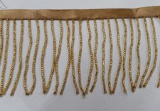 10 yards ,3 inches, seed bugle beaded fringe gold ,usa seller