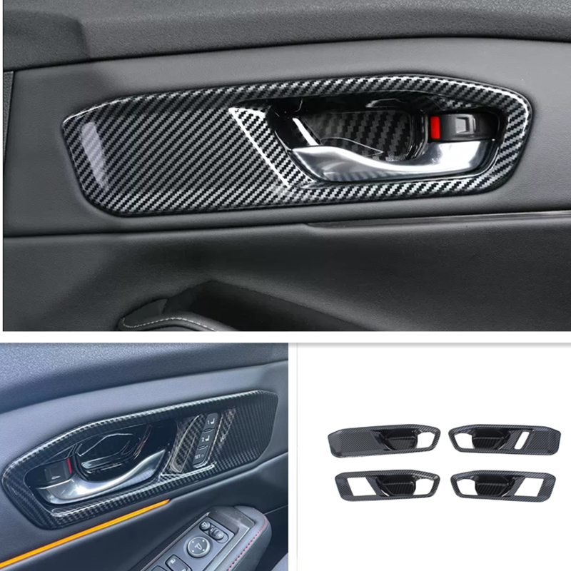 For Honda Accord 2023 Carbon Fiber Inner Door Handle Bowl Cover Trim 4pcs