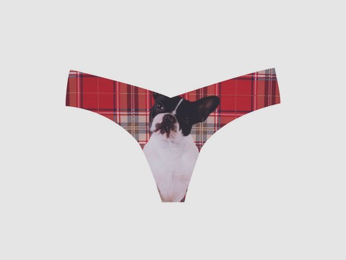 $26 Commando Women's Red Stretchy Graphic Printed Dog Thong Panties Size M/L