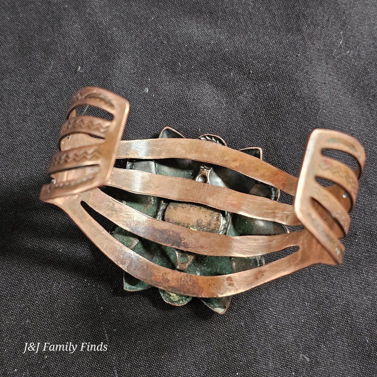 Vtg Bell Solid Copper & Turquoise Cuff Bracelet F… - image 11