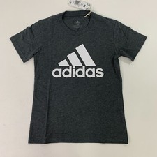 Adidas Women's Top XS Short Sleeve Cotton Graphic Tee T Shirt Gray Heather XS