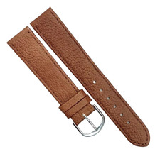 Watch Band Brown TAN Genuine Leather Grain Flat Stitched 18mm