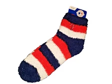 Texas Rangers Unisex Fuzzy Socks, MLB, Striped, Embroidered Team Logo, Medium