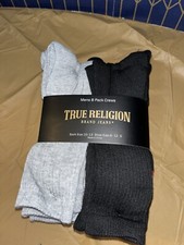 True Religion Mens Size 10-13 Eight Pack of Crew Socks New