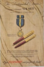 VINTAGE AD PRINT/POSTER~ Eversharp Pens 1945 US Navy Distinguished Service Medal