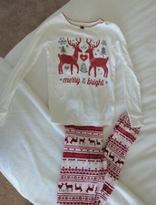 Carter's Girls Size 8 2-Pc Red reindeer Cotton Pajama Holiday Christmas