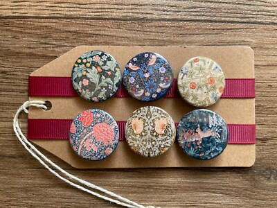 William Morris, Viktorianische Kunst, Künstler, Tapete, Muster - Button Pin Anstecker Set