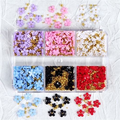 Mixed Size Nail Art Decoration Acrylic Flower Nail Rhinestones Nails Charms - Picture 11 of 11