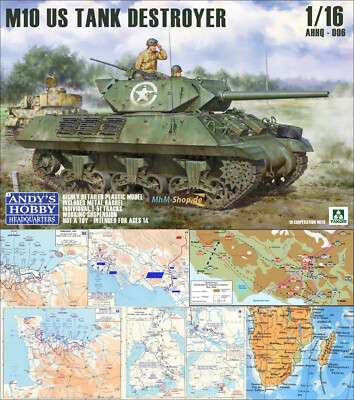 U.S. M10 Tank Destroyer Wolverine + & Gefechtskarten im Maßstab 1:16