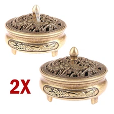 2x Vintage Incense Burner Charcoal Holder Antique Spiritual Brass Golden Burner