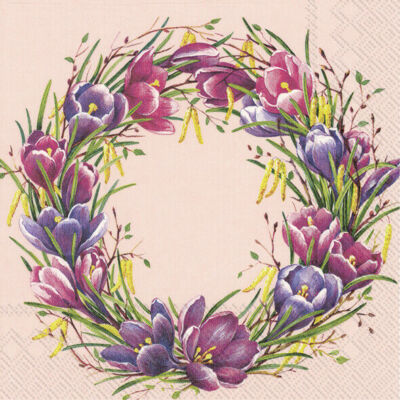 SPRING CIRCLE light rose crocus paper napkins new 20 in pack 33 cm sq 3 ply Item