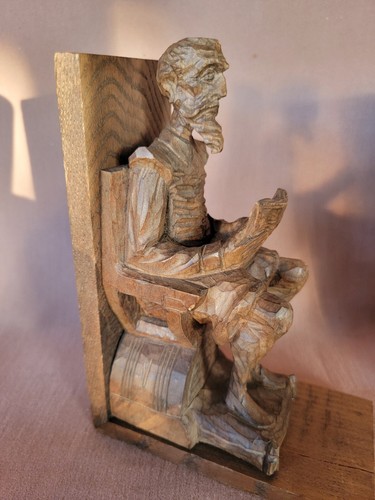 Vintage Don Quixote and Sancho Panza Hand Carved Wooden Bookends 7 1/2” H - Picture 8 of 13