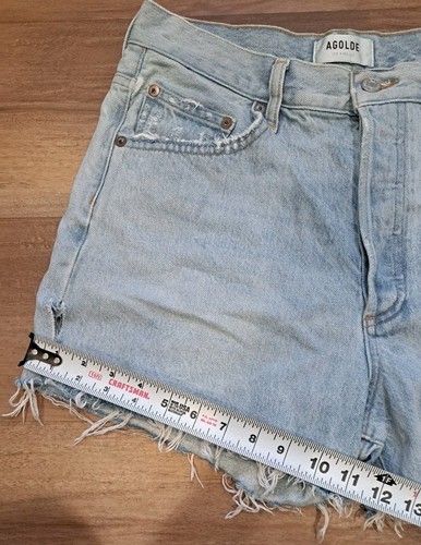 AGOLDE Parker Denim Shorts Women 29 Mid High Rise Distressed Cut Off Button Fly - Picture 2 of 10