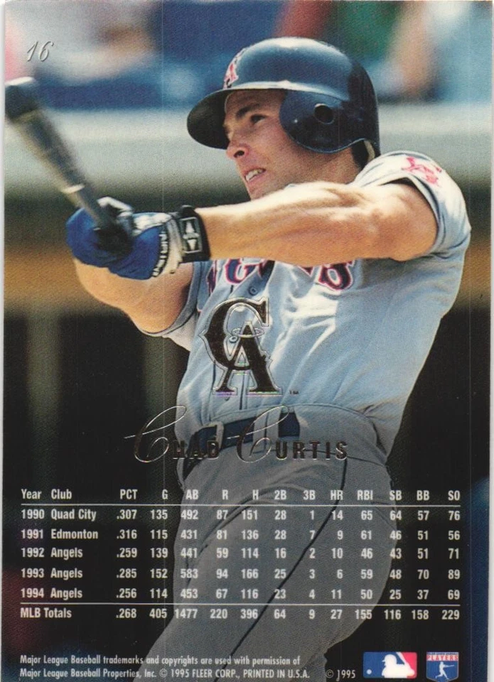 1995 Flair #16 Chad Curtis California Angels - Image 2 of 2