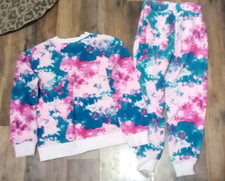SO Girls Tie-Dye Sweatpant Outfit Size 8 Teal Pink Comfort Waist