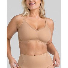 Honeylove Crossover Bra Women's Removable Pads Sand Large 38B/C