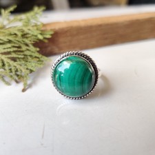 Nice Malachite Gemstone Ring 925 Sterling Silver Free Shipping Boho Ring PG7776