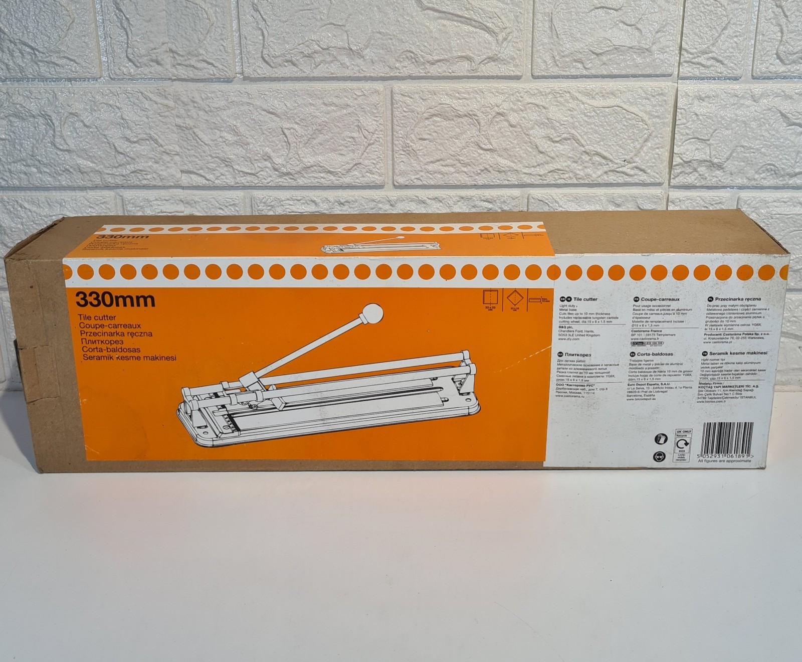 B&Q Manual Tile Cutter 330mm Light Duty Metal Base Cuts Up To 10mm - Boxed