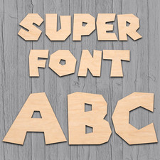 Super Video Game Wood Letters Numbers Cutout Unfinished Laser Cut 3mm Craft 14"