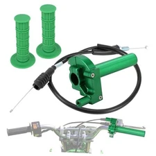 Motorcycle Throttle Twist Throttle Handle Grips Cable Assembly Kit CNC green