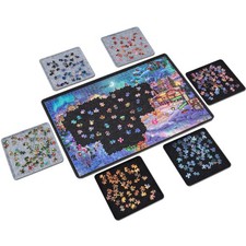 Jigsaw Puzzle Board with 6 Sorting Trays, Lightweight  Portable Felt Mat for...
