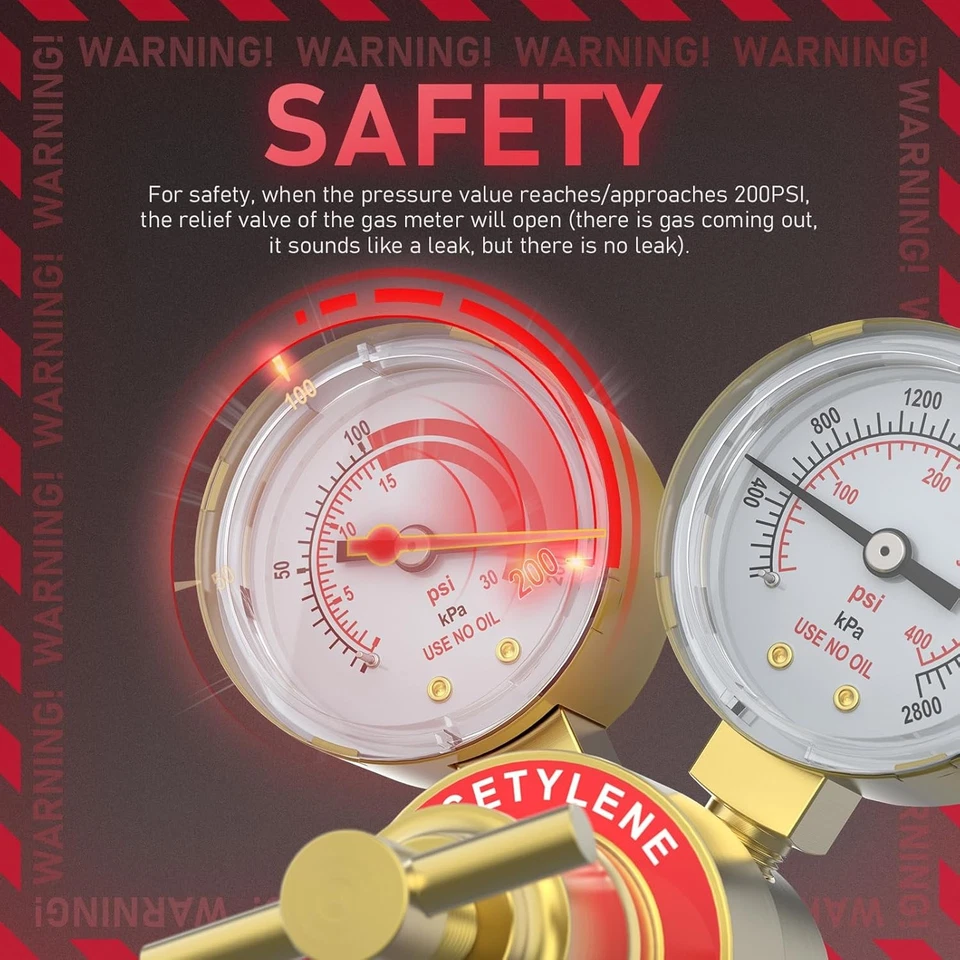 Regulador de acetileno y oxígeno, CGA540 y CGA200, con mango en T y conector de manguera Foto 4 de 4