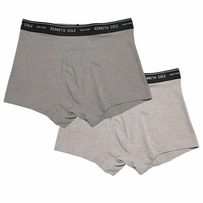 Kenneth Cole Herren 2er Pack Solid Dark & Light Heather Grey Trunks (S07)