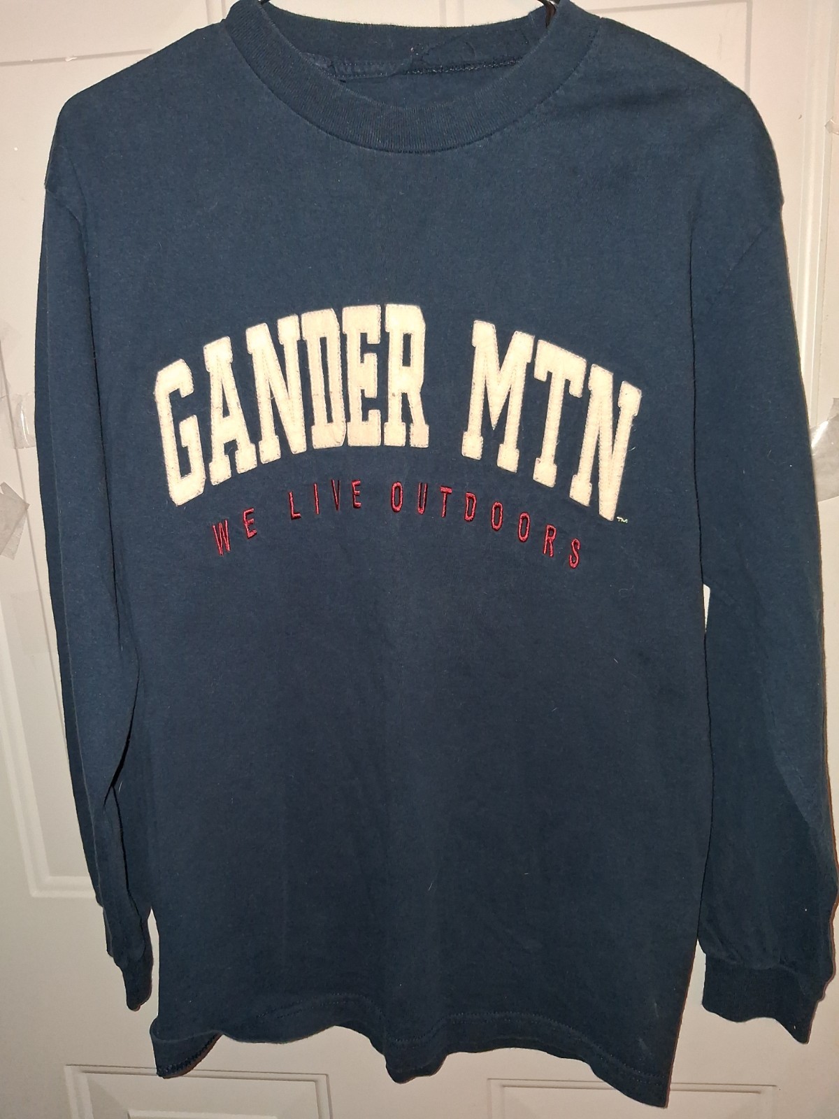 Gander Mountain Long Sleeve Tee Shirt Mens S/M Blue Outdoors Graphic Logo