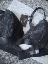 Pour Moi India Loves Bra Triangle Removable Padded Soft Black 14 BNWT