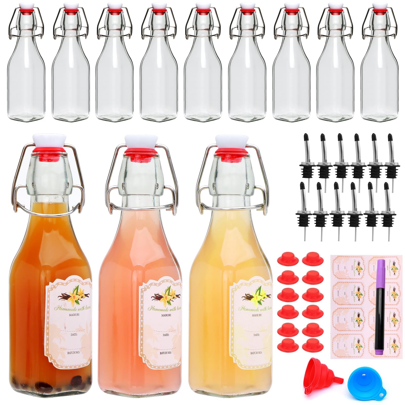 With Stoppers 8oz, Clear