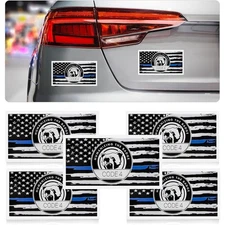 5PCS Thin Blue Line Sticker Code 4, American Flag Thin Blue Line Car Decal, Poli