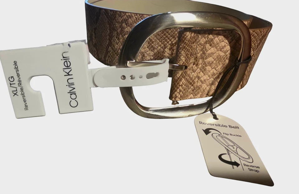 Cinturón de vestir para mujer Calvin Klein -Talla X- grande reversible natural tostado serpiente Foto 2 de 4